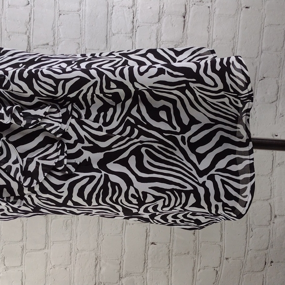 NICOLE BY NICOLE MILLER White Black Zebra Print Blouse Top Tank - Picture 3 of 8